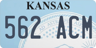 KS license plate 562ACM