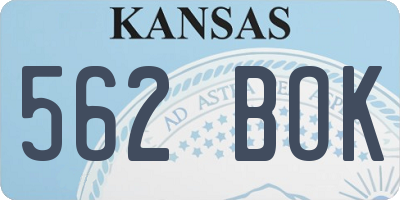 KS license plate 562BOK