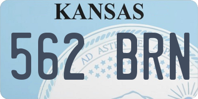 KS license plate 562BRN