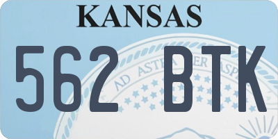 KS license plate 562BTK