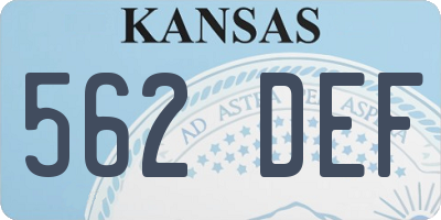 KS license plate 562DEF