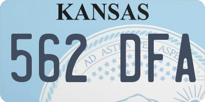 KS license plate 562DFA
