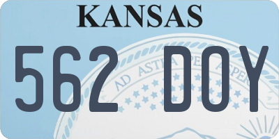 KS license plate 562DOY