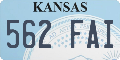 KS license plate 562FAI