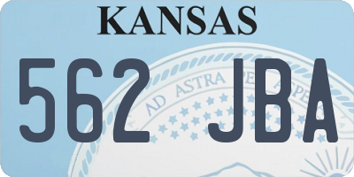 KS license plate 562JBA
