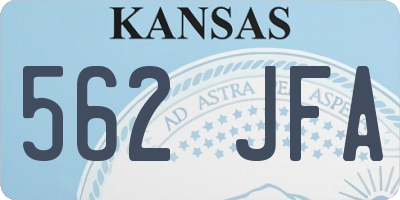 KS license plate 562JFA