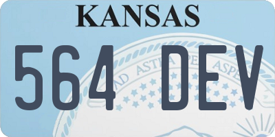 KS license plate 564DEV