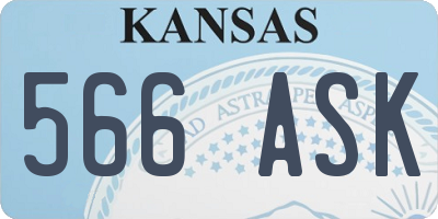 KS license plate 566ASK