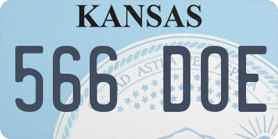 KS license plate 566DOE