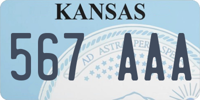 KS license plate 567AAA