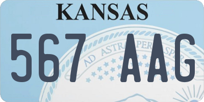 KS license plate 567AAG