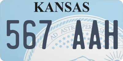 KS license plate 567AAH