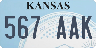 KS license plate 567AAK