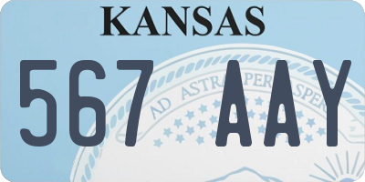 KS license plate 567AAY