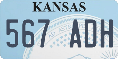 KS license plate 567ADH