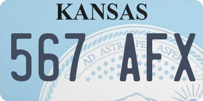 KS license plate 567AFX