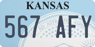 KS license plate 567AFY
