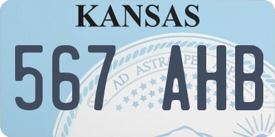 KS license plate 567AHB