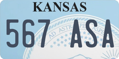 KS license plate 567ASA