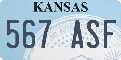 KS license plate 567ASF
