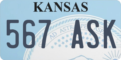 KS license plate 567ASK