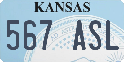 KS license plate 567ASL