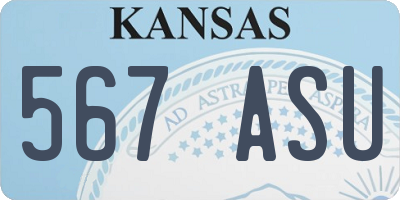 KS license plate 567ASU