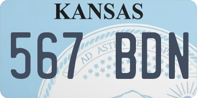 KS license plate 567BDN