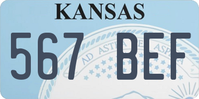 KS license plate 567BEF