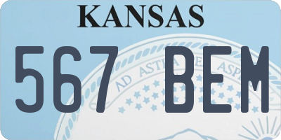 KS license plate 567BEM