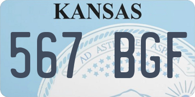 KS license plate 567BGF
