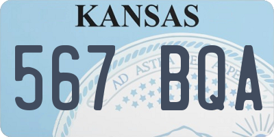 KS license plate 567BQA