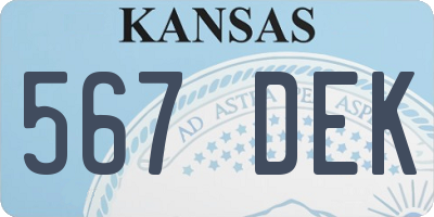 KS license plate 567DEK