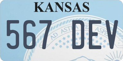 KS license plate 567DEV