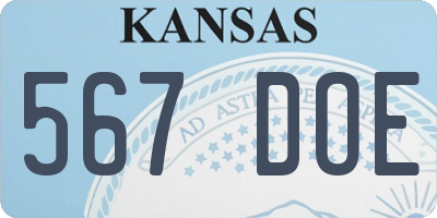 KS license plate 567DOE