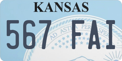 KS license plate 567FAI