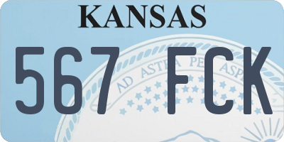 KS license plate 567FCK