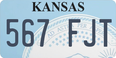 KS license plate 567FJT