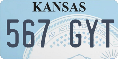 KS license plate 567GYT