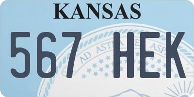 KS license plate 567HEK