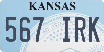 KS license plate 567IRK