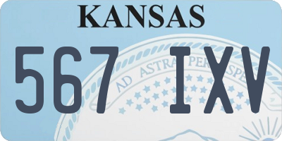 KS license plate 567IXV