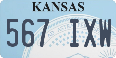 KS license plate 567IXW