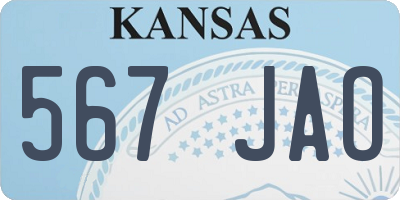 KS license plate 567JAO