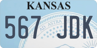 KS license plate 567JDK