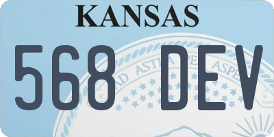 KS license plate 568DEV