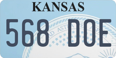 KS license plate 568DOE