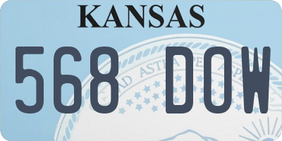 KS license plate 568DOW