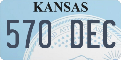 KS license plate 570DEC