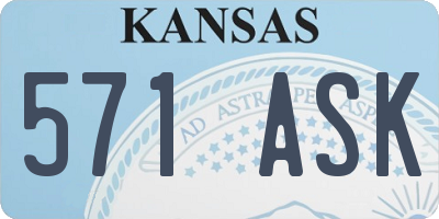 KS license plate 571ASK